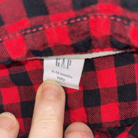 Baby gap Buffalo Plaid One Piece‎ Button Up Shirt 6 To 9 Months - Picture 3 of 3